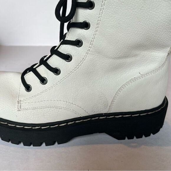 Sincerely Jules Harley Combat Boot Cream and Black Size 7 1/2M Zip and Lace up - Picture 10 of 11
